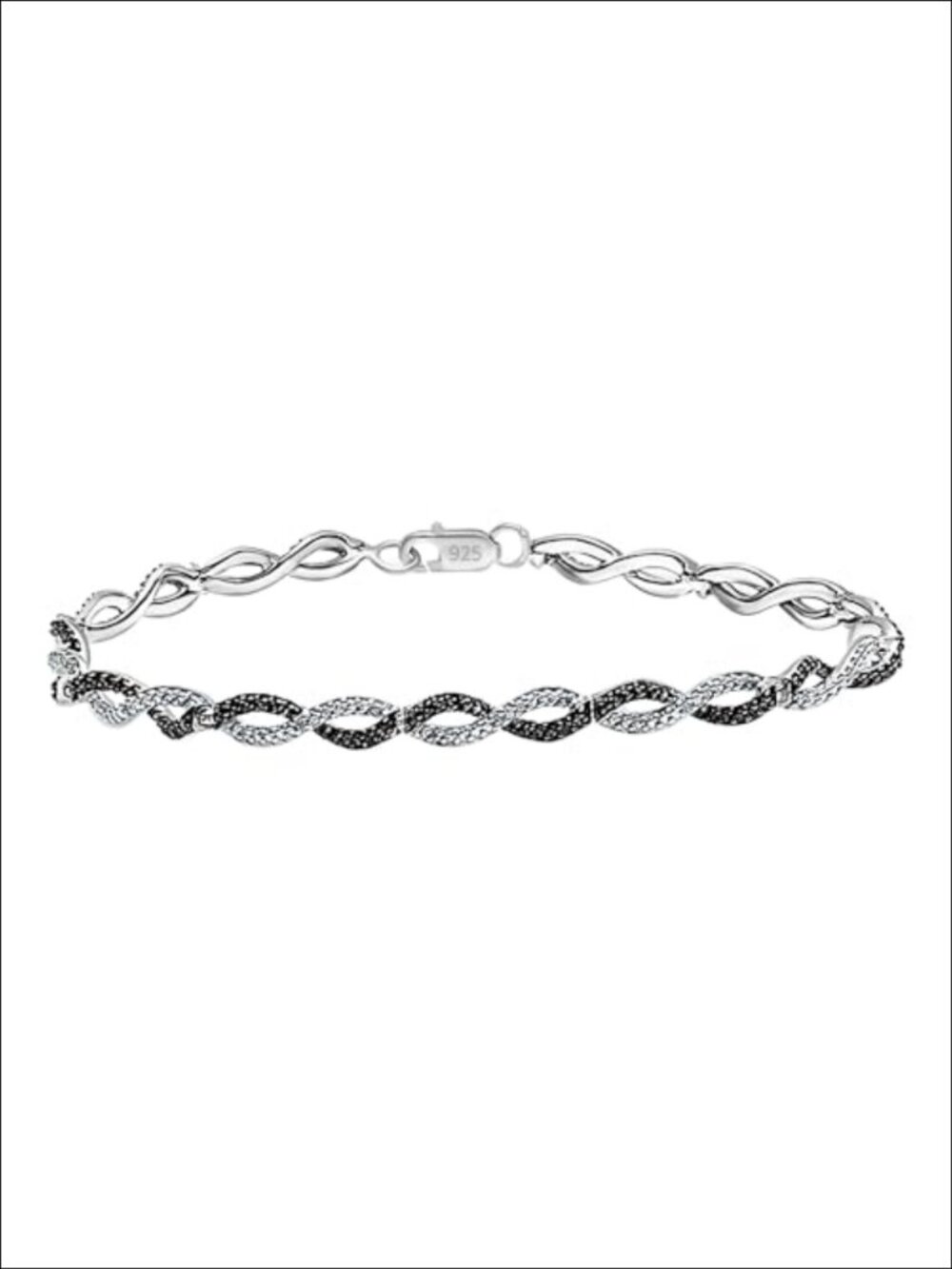 Sterling Silver Diamond Swirl Infinity Tennis Link Bracelet for Women